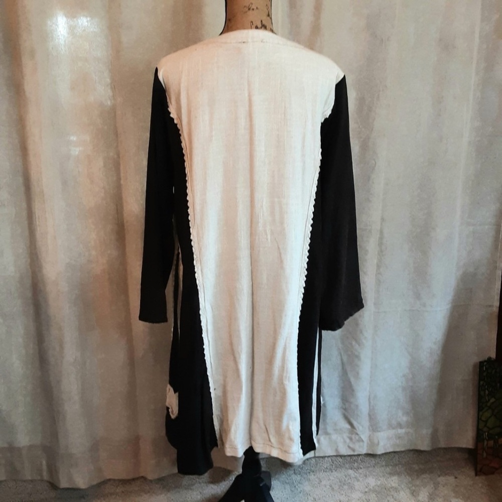NWT Black & White Star Duster Jacket by Blue Velvet Full Button Oversized Sz S - Picture 5 of 16